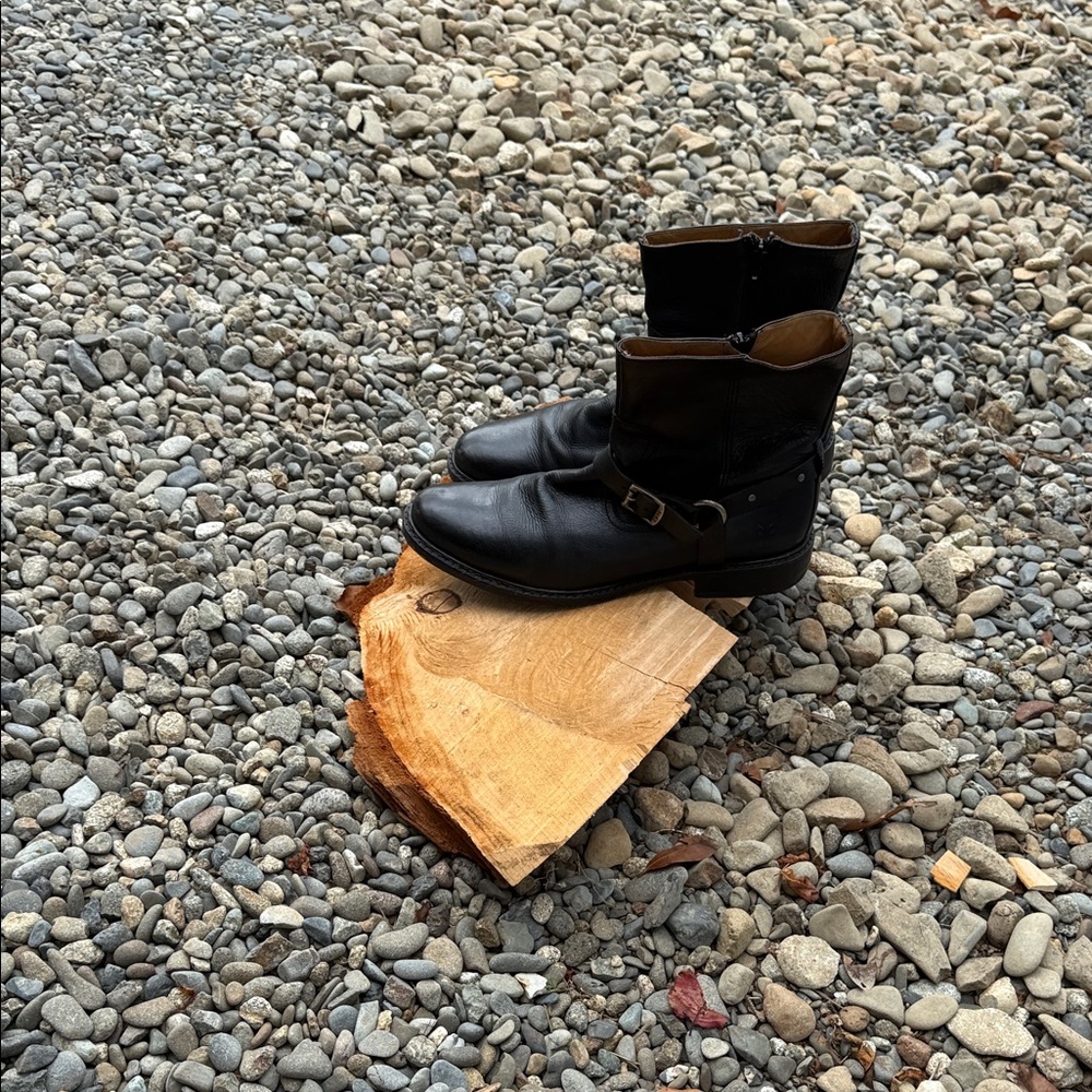 FRYE Black Leather Ankle Boots